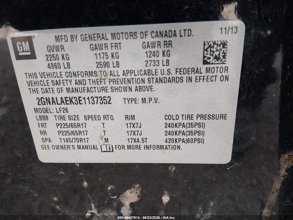2GNALAEK3E1137352 2014 CHEVROLET EQUINOX photo no. 9