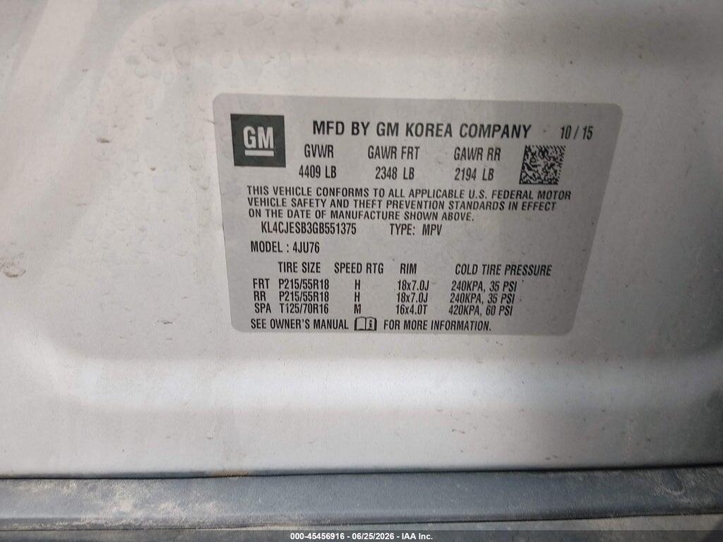 KL4CJESB3GB551375 2016 BUICK ENCORE photo no. 9