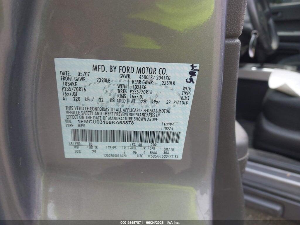 1FMCU03168KA63878 2008 FORD ESCAPE photo no. 9