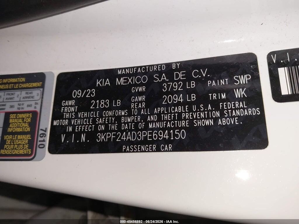3KPF24AD3PE694150 2023 KIA FORTE photo no. 9