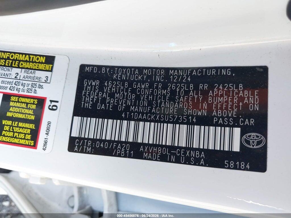 4T1DAACKXSU573514 2025 TOYOTA CAMRY photo no. 9