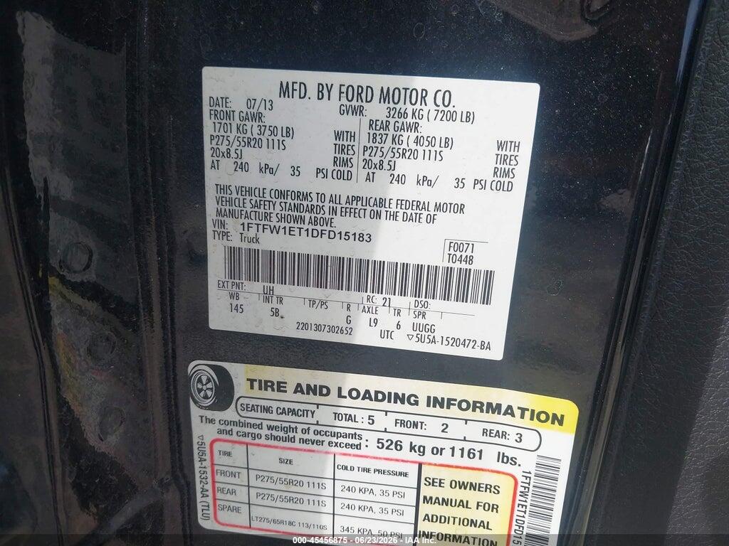 1FTFW1ET1DFD15183 2013 FORD F-150 photo no. 9