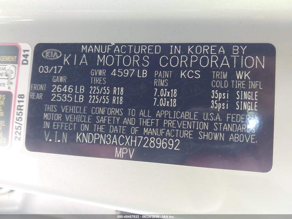 KNDPN3ACXH7289692 2017 KIA SPORTAGE photo no. 9