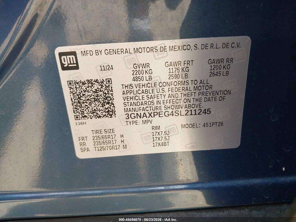 3GNAXPEG4SL211245 2025 CHEVROLET EQUINOX photo no. 9