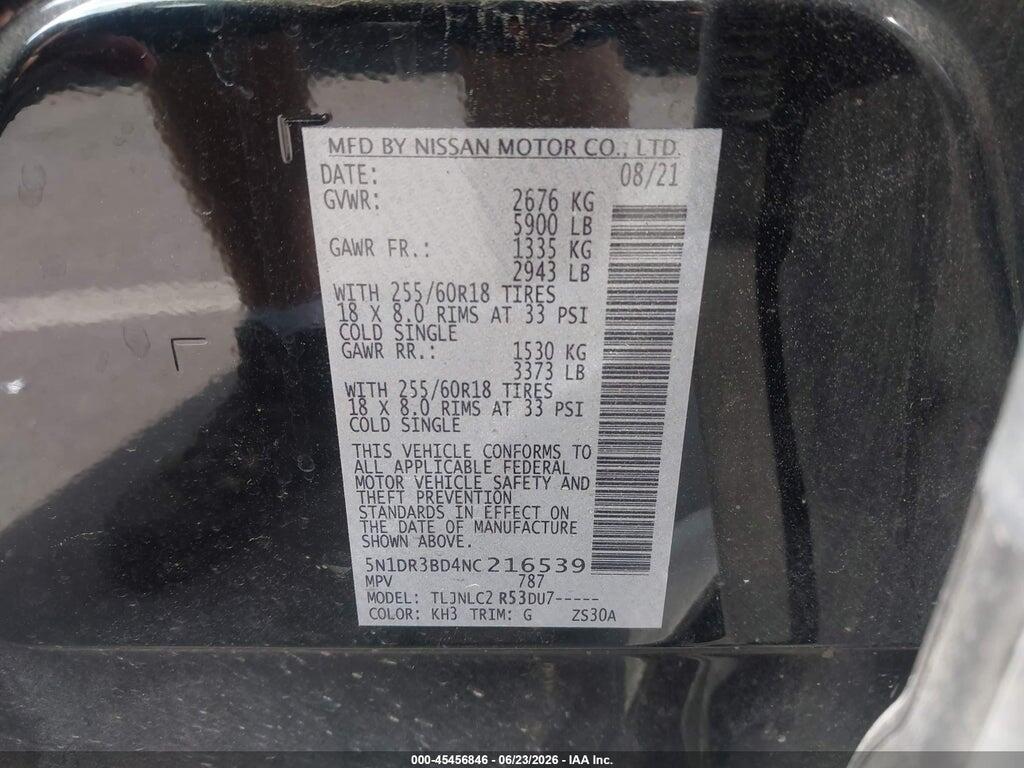 5N1DR3BD4NC216539 2022 NISSAN PATHFINDER photo no. 9