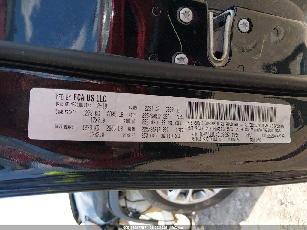 1C4PJLLB1KD130097 2019 JEEP CHEROKEE photo no. 9