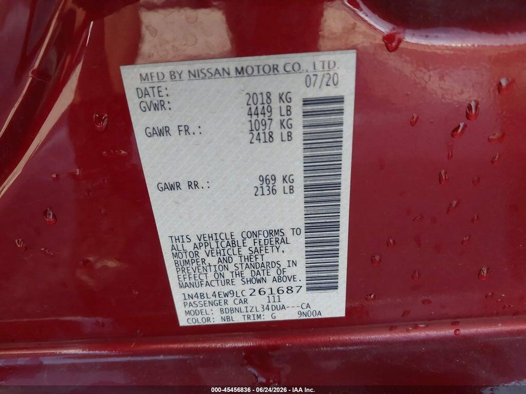 1N4BL4EW9LC261687 2020 NISSAN ALTIMA photo no. 9