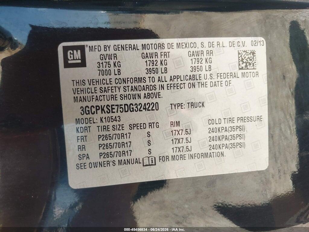 3GCPKSE75DG324220 2013 CHEVROLET SILVERADO 1500 photo no. 9