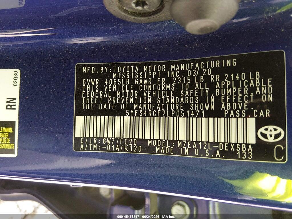 5YFS4RCE2LP051471 2020 TOYOTA COROLLA photo no. 9