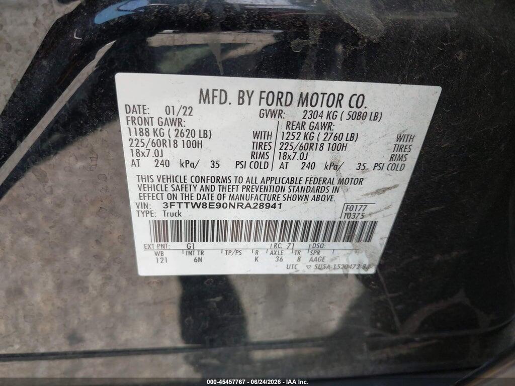 3FTTW8E90NRA28941 2022 FORD MAVERICK photo no. 9