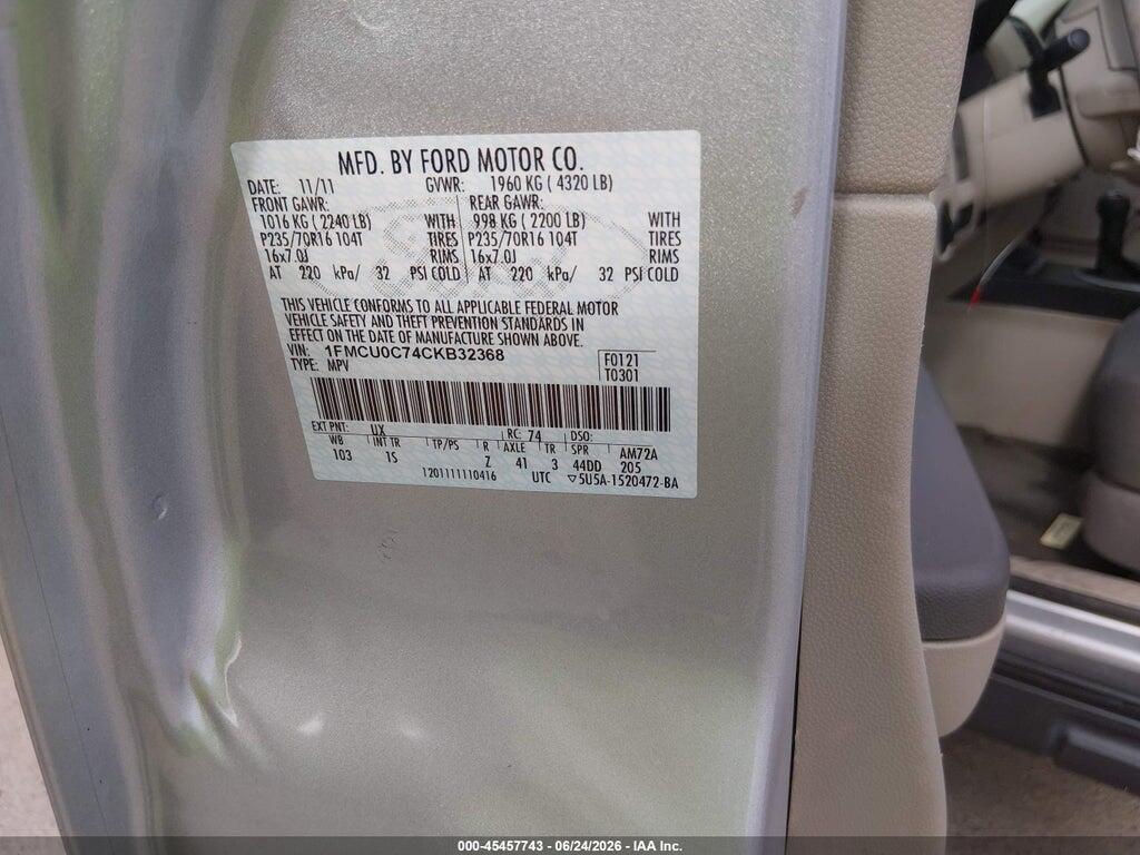 1FMCU0C74CKB32368 2012 FORD ESCAPE photo no. 9
