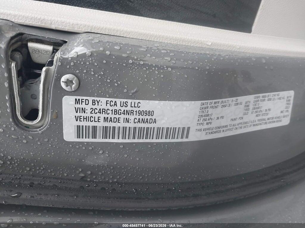 2C4RC1BG4NR190980 2022 CHRYSLER PACIFICA photo no. 9