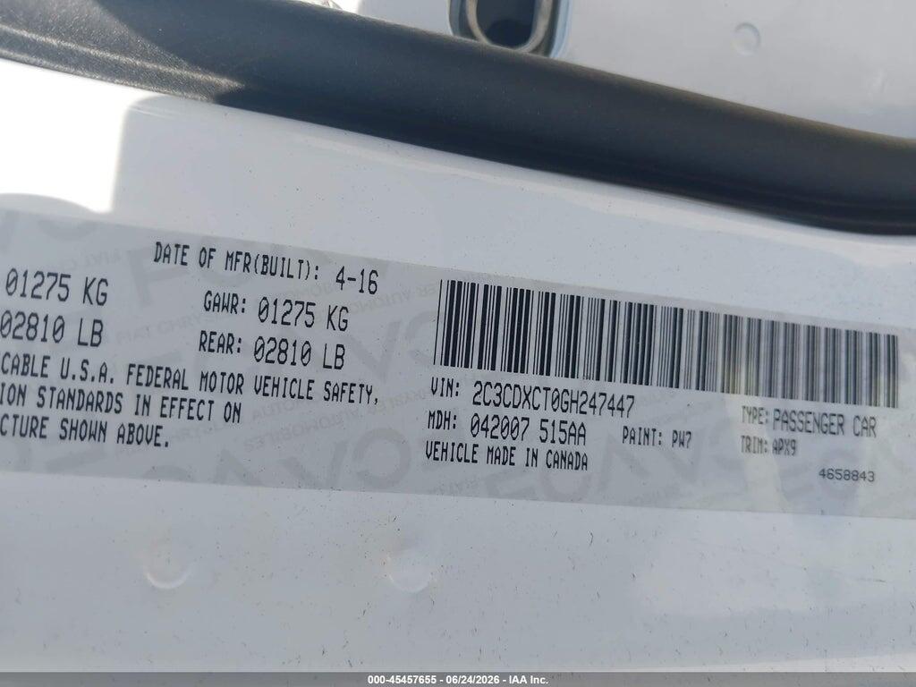 2C3CDXCT0GH247447 2016 DODGE CHARGER photo no. 9