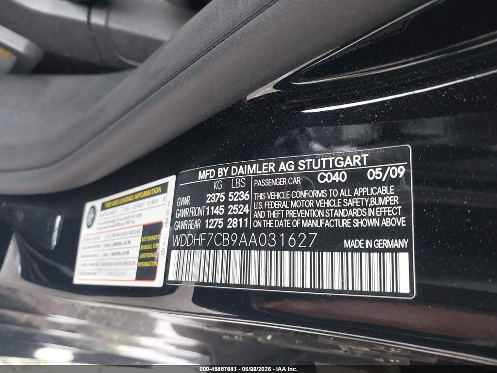 WDDHF7CB9AA031627 2010 MERCEDES-BENZ E 550 photo no. 9