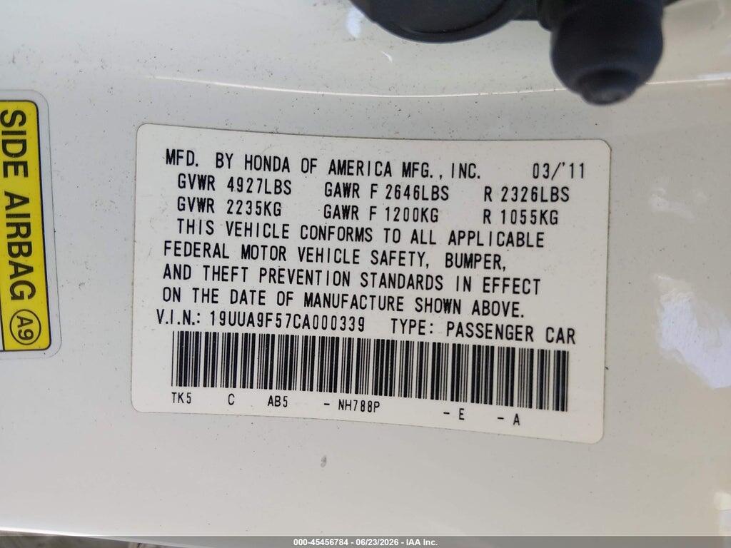 19UUA9F57CA000339 2012 ACURA TL photo no. 8