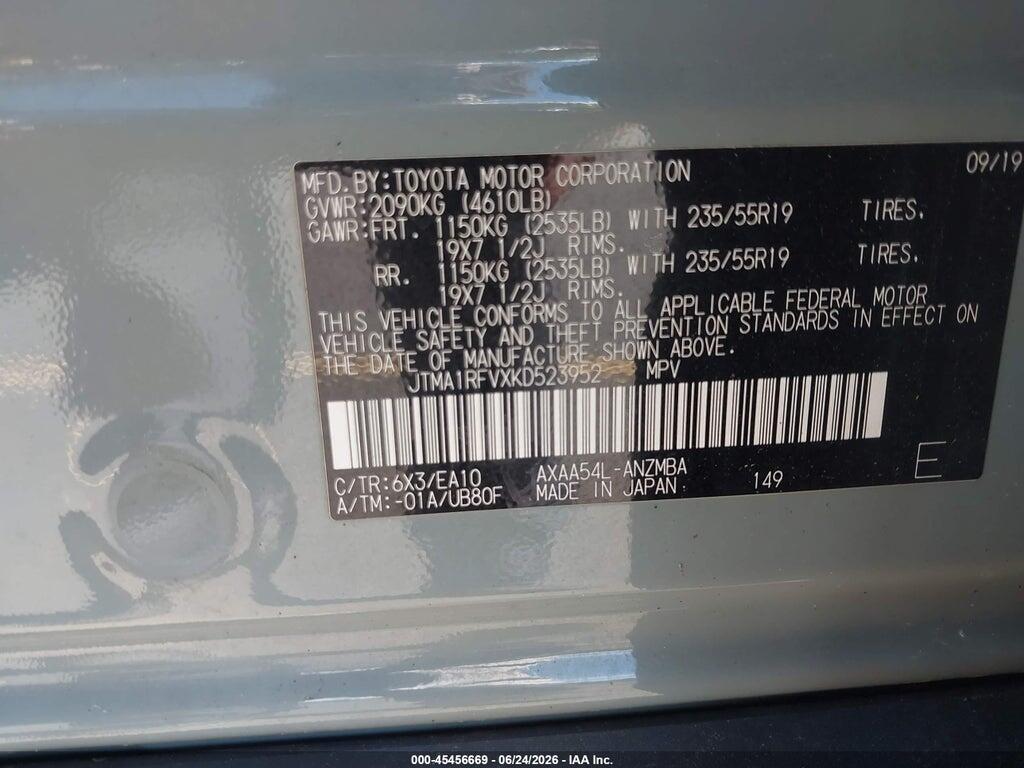 JTMA1RFVXKD523952 2019 TOYOTA RAV4 photo no. 9
