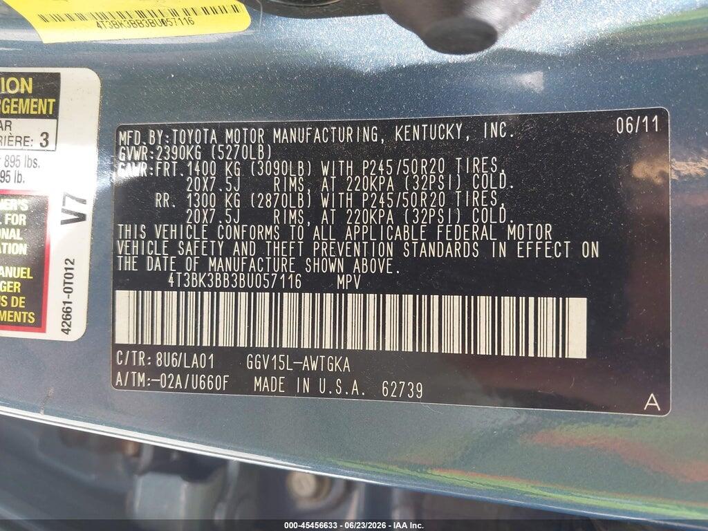 4T3BK3BB3BU057116 2011 TOYOTA VENZA photo no. 9