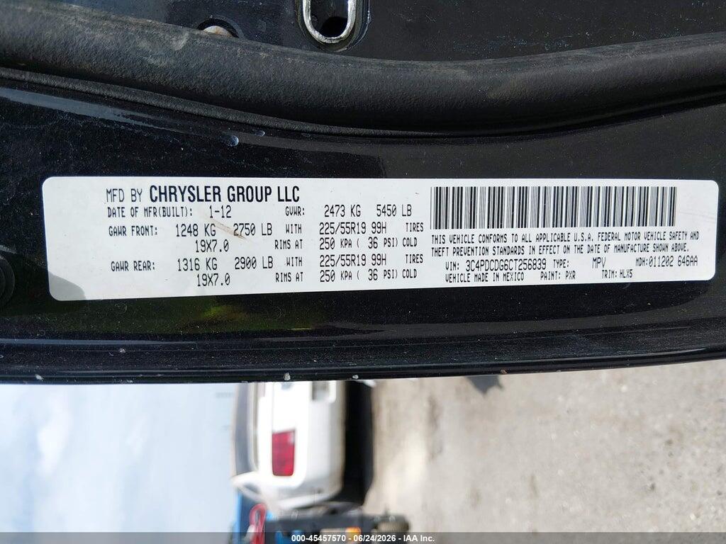 3C4PDCDG6CT256839 2012 DODGE JOURNEY photo no. 9