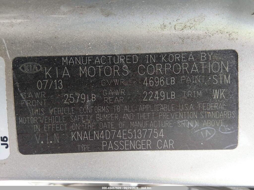 KNALN4D74E5137754 2014 KIA CADENZA photo no. 9