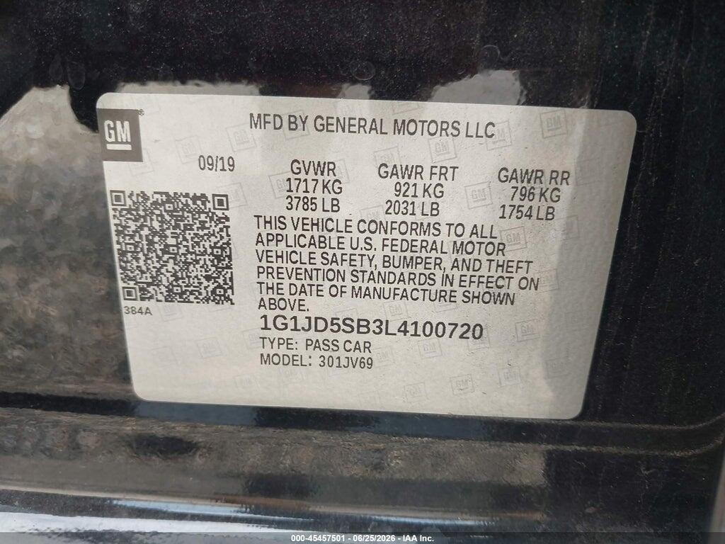 1G1JD5SB3L4100720 2020 CHEVROLET SONIC photo no. 9