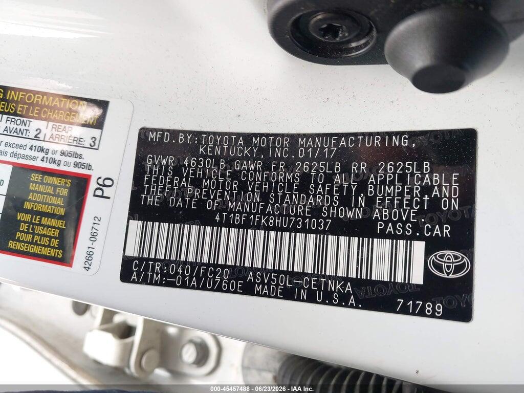 4T1BF1FK8HU731037 2017 TOYOTA CAMRY photo no. 9