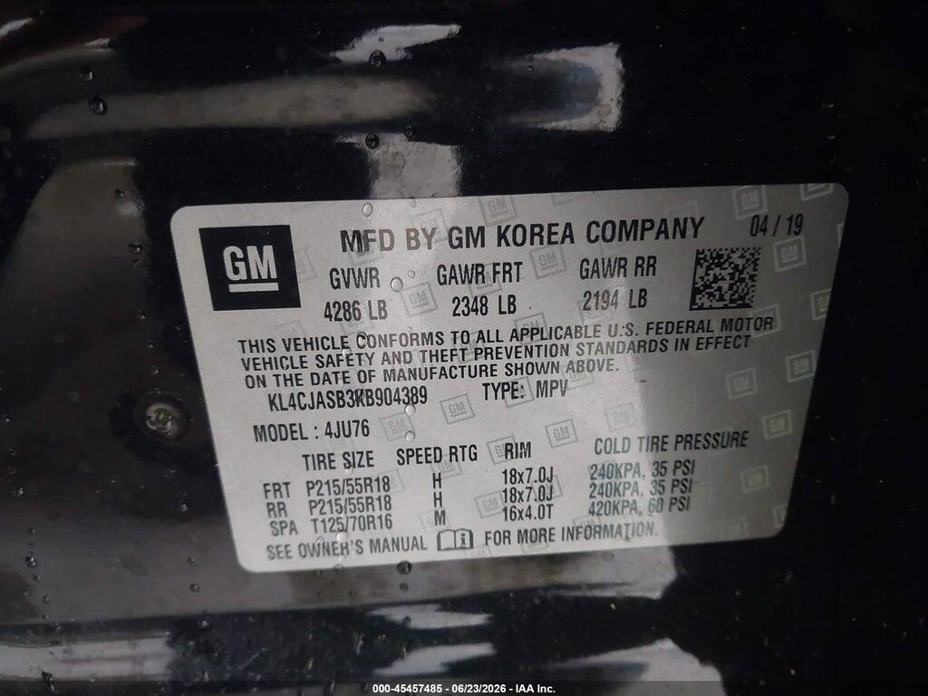 KL4CJASB3KB904389 2019 BUICK ENCORE photo no. 9