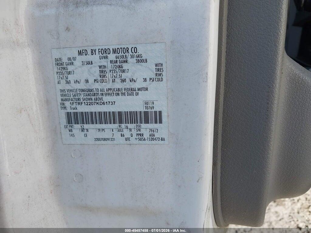 1FTRF12207KD61737 2007 FORD F-150 photo no. 9