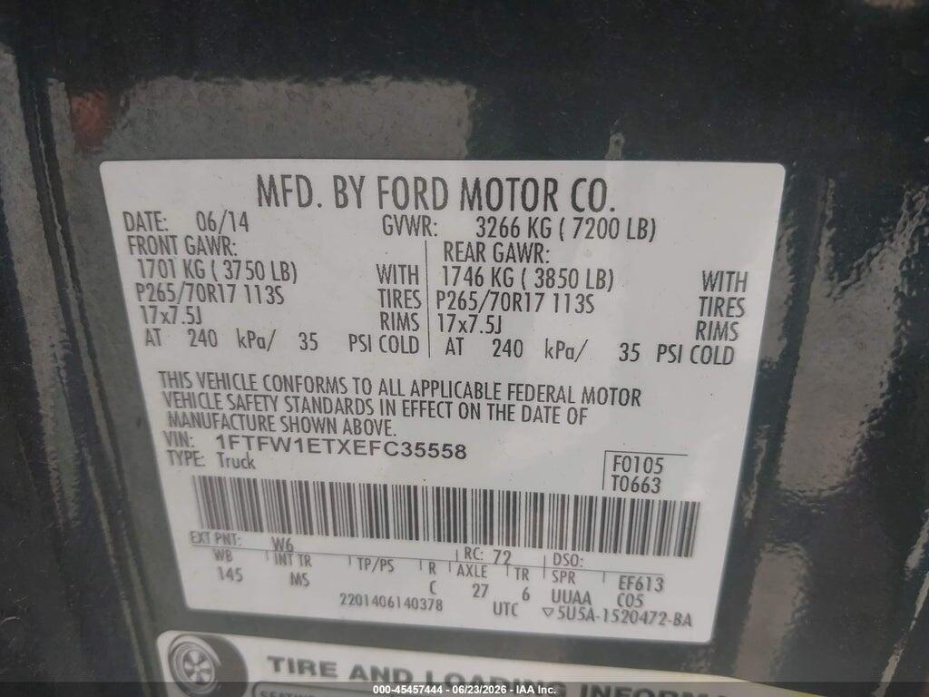 1FTFW1ETXEFC35558 2014 FORD F-150 photo no. 9