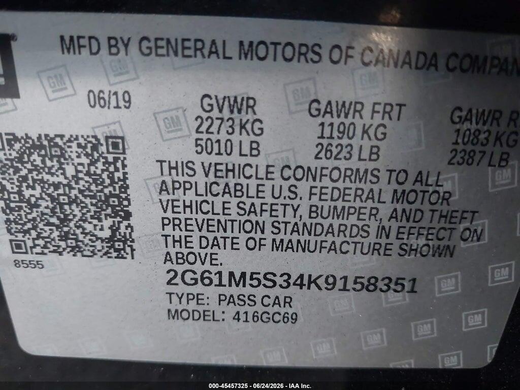 2G61M5S34K9158351 2019 CADILLAC XTS photo no. 9