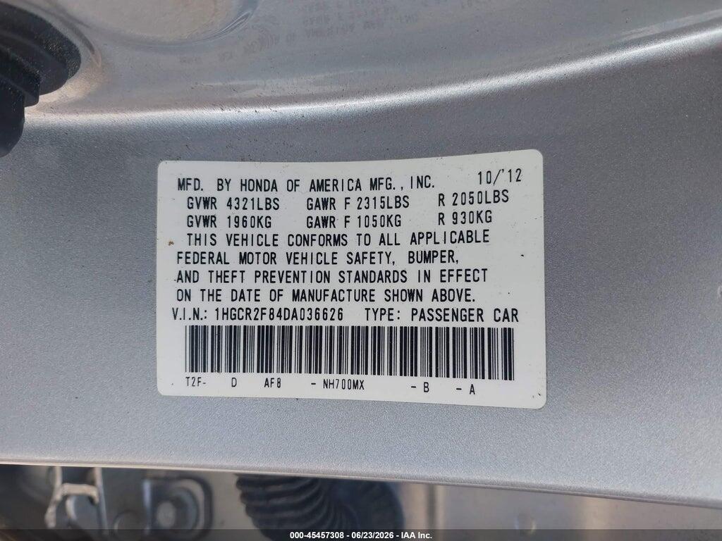 1HGCR2F84DA036626 2013 HONDA ACCORD photo no. 9