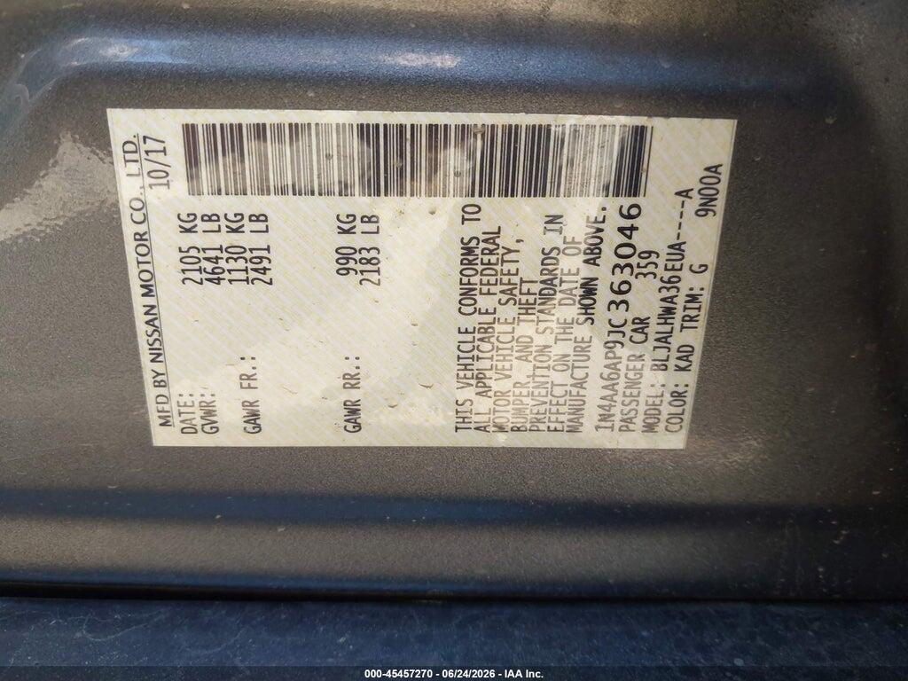 1N4AA6AP9JC363046 2018 NISSAN MAXIMA photo no. 9