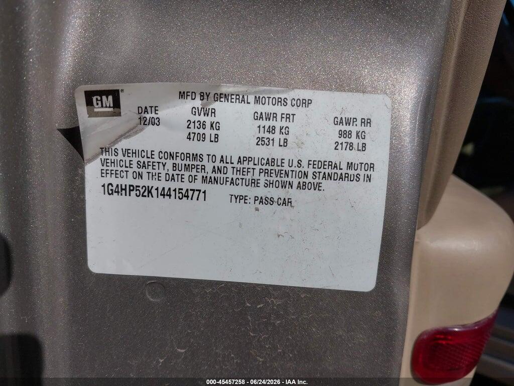 1G4HP52K144154771 2004 BUICK LESABRE photo no. 9