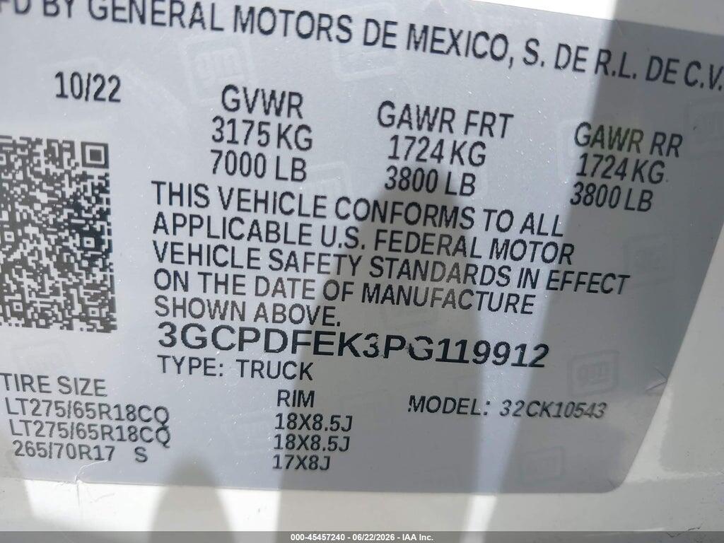 3GCPDFEK3PG119912 2023 CHEVROLET SILVERADO 1500 photo no. 9