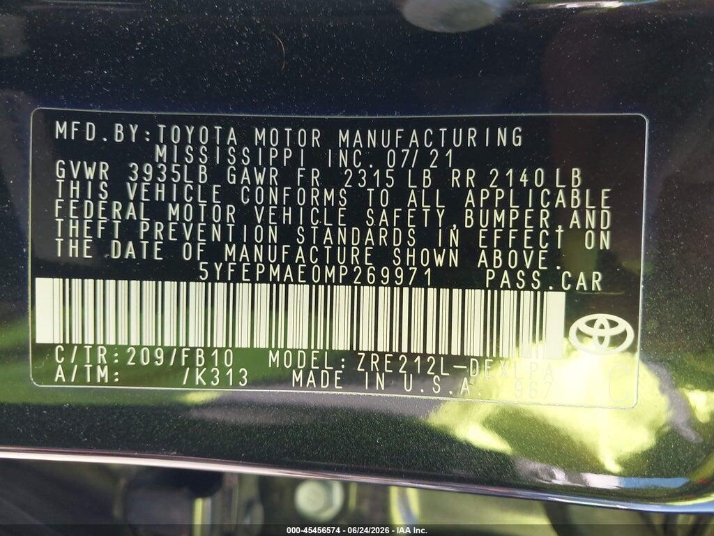5YFEPMAE0MP269971 2021 TOYOTA COROLLA photo no. 9