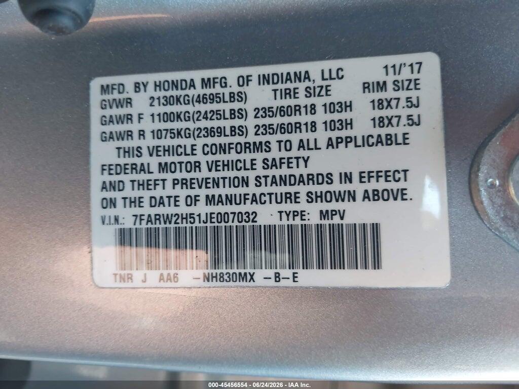 7FARW2H51JE007032 2018 HONDA CR-V photo no. 9