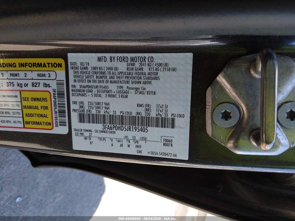 3FA6P0HD5JR195405 2018 FORD FUSION photo no. 9