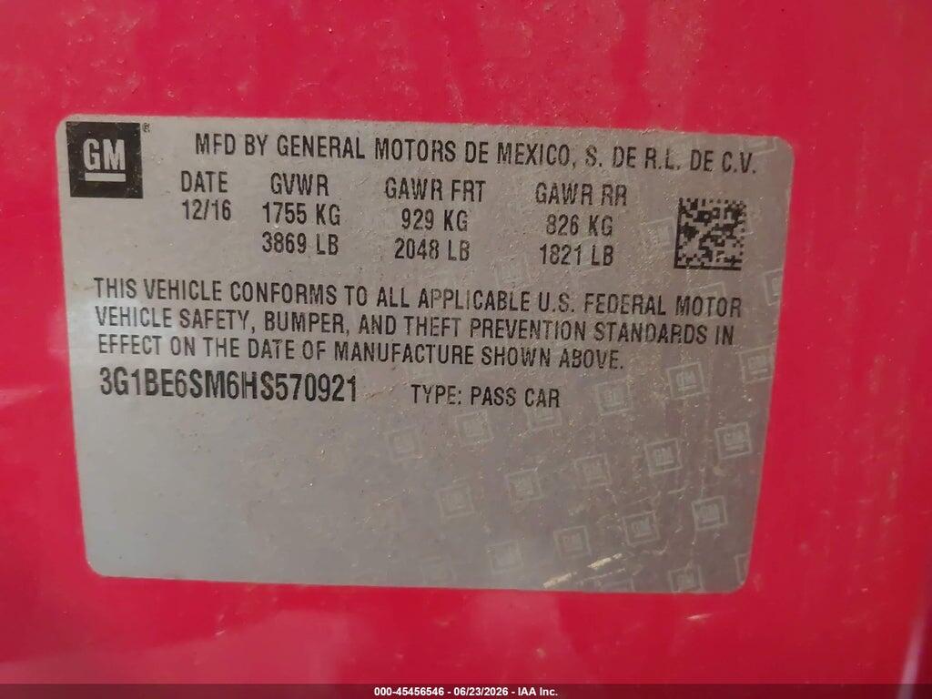 3G1BE6SM6HS570921 2017 CHEVROLET CRUZE photo no. 9