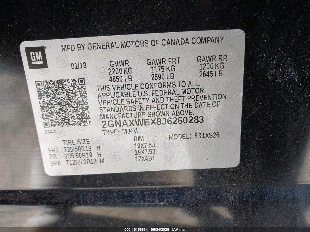 2GNAXWEX8J6260283 2018 CHEVROLET EQUINOX photo no. 9