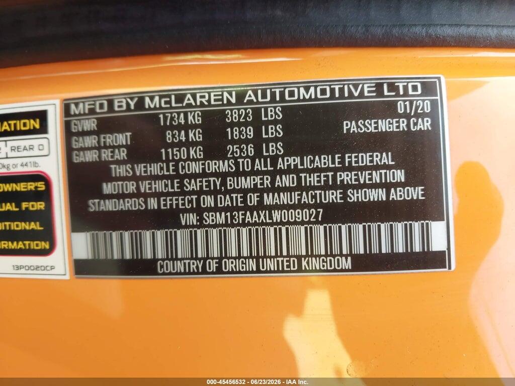 SBM13FAAXLW009027 2020 MCLAREN 570S photo no. 9