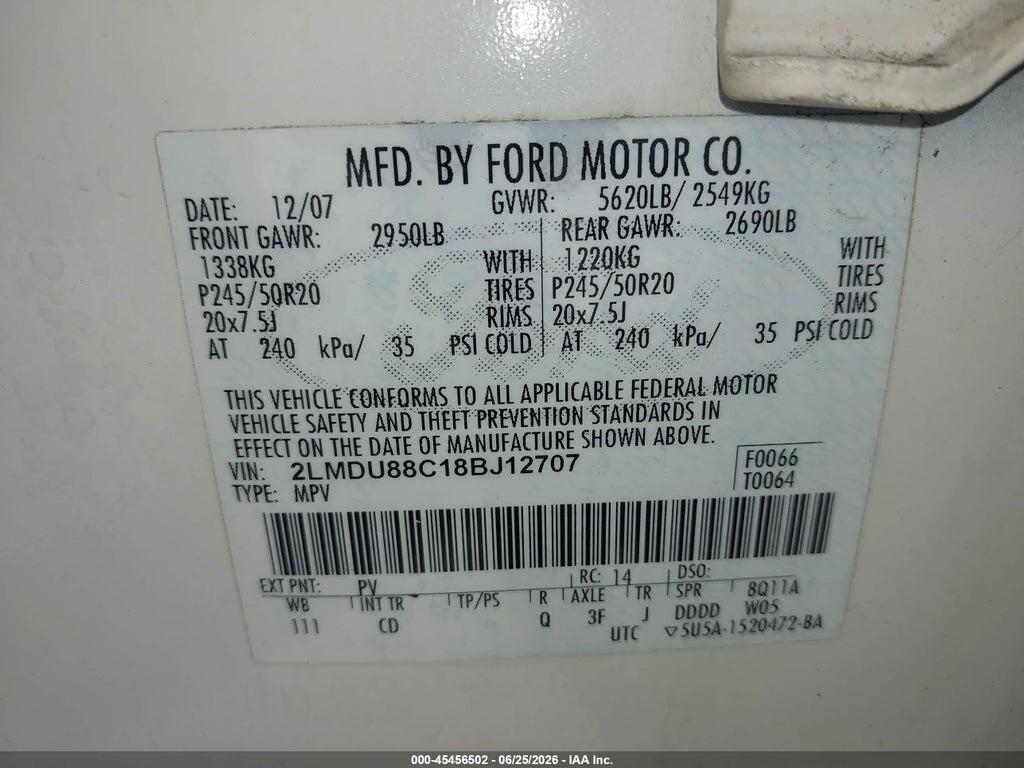 2LMDU88C18BJ12707 2008 LINCOLN MKX photo no. 9