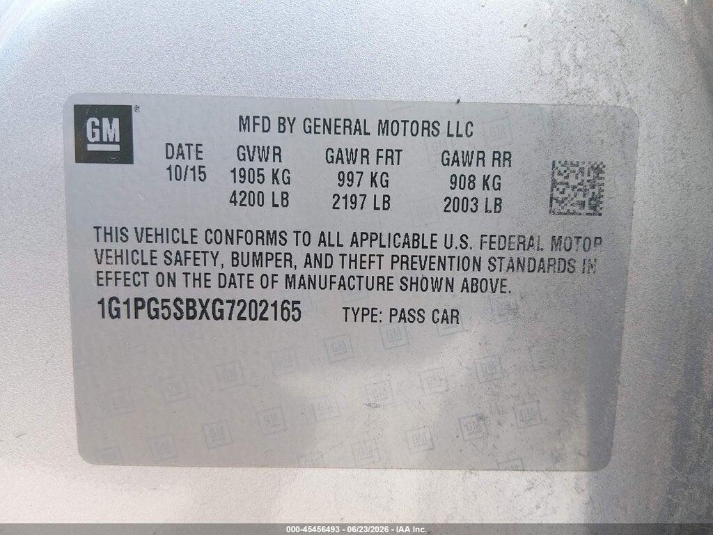 1G1PG5SBXG7202165 2016 CHEVROLET CRUZE LIMITED photo no. 9