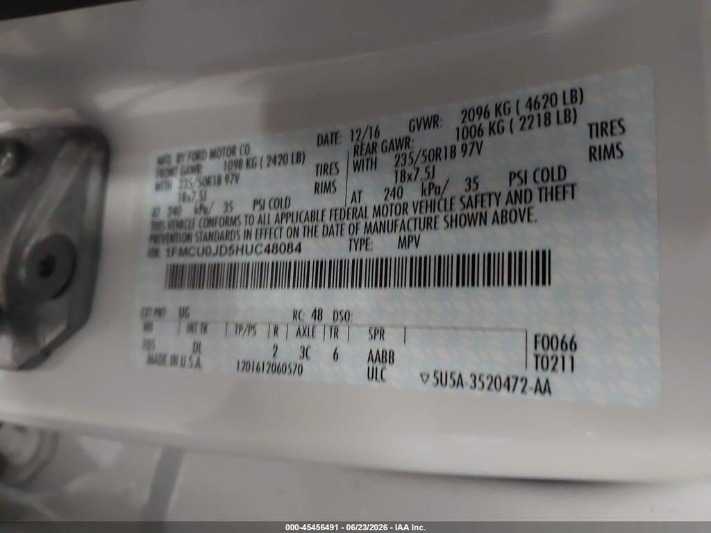 1FMCU0JD5HUC48084 2017 FORD ESCAPE photo no. 9