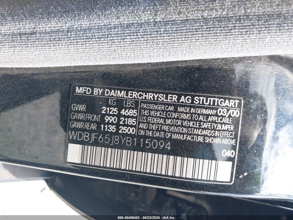 WDBJF65J8YB115094 2000 MERCEDES-BENZ E 320 photo no. 9