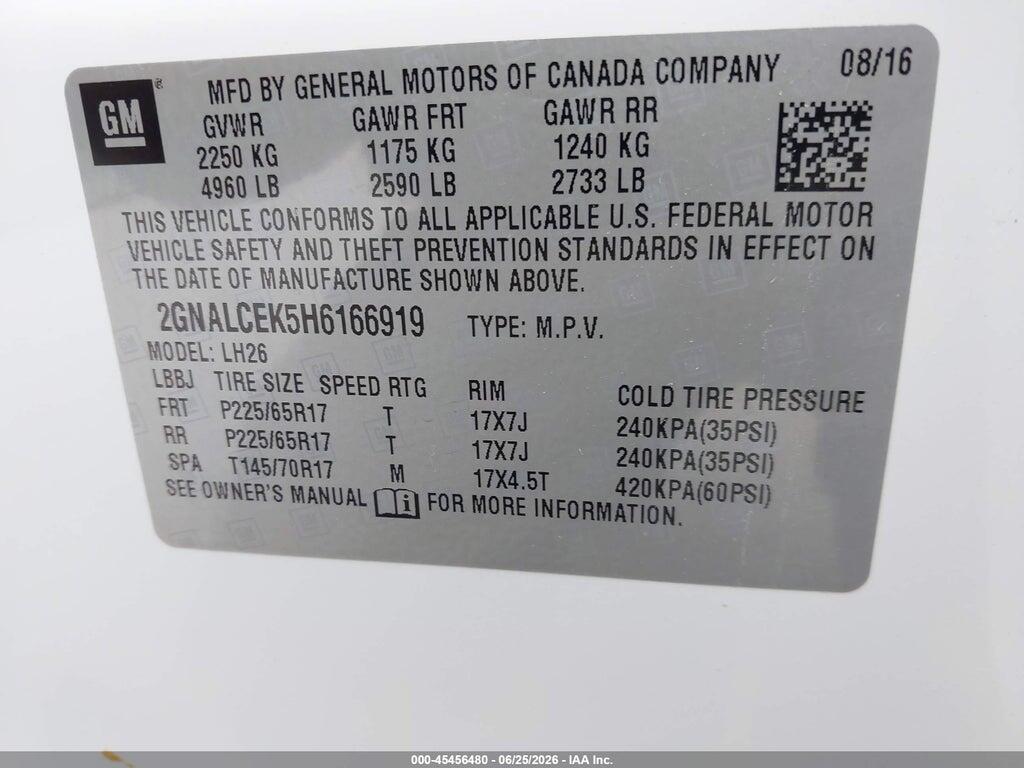 2GNALCEK5H6166919 2017 CHEVROLET EQUINOX photo no. 9