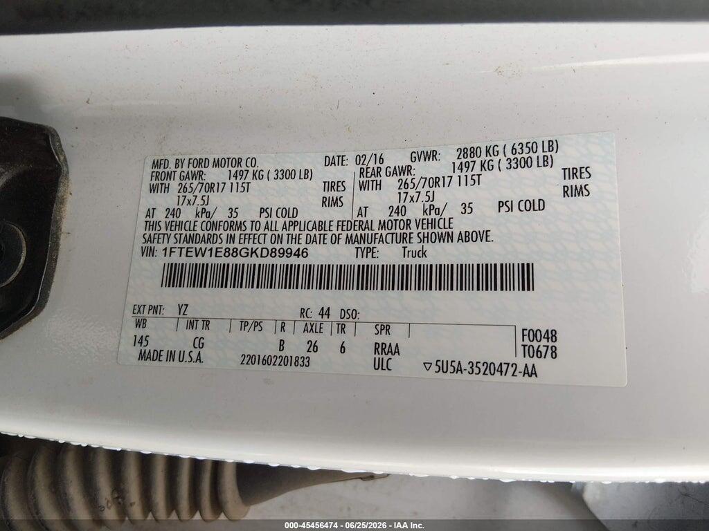 1FTEW1E88GKD89946 2016 FORD F-150 photo no. 9