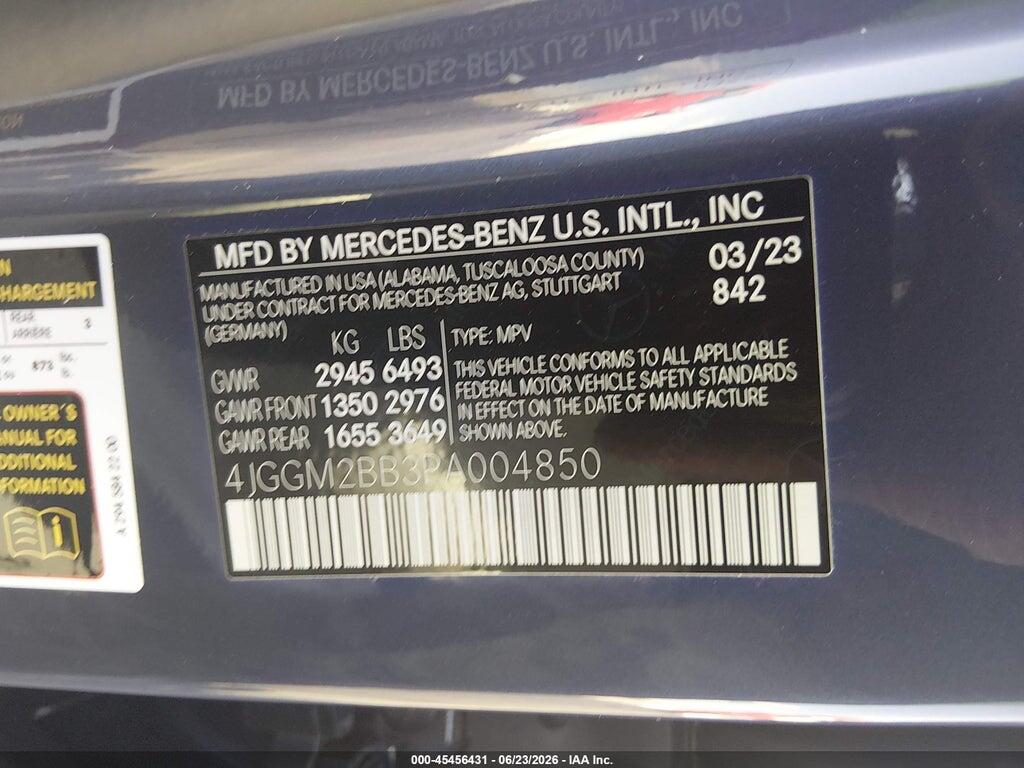4JGGM2BB3PA004850 2023 MERCEDES-BENZ EQE 350+ SUV photo no. 9