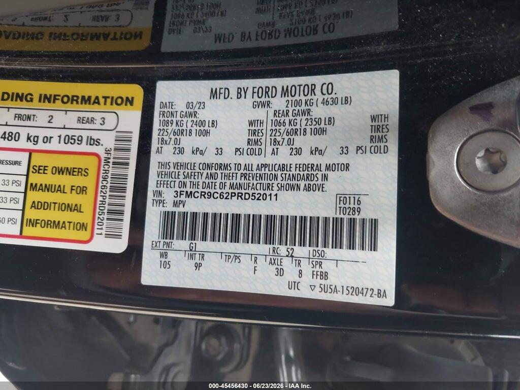 3FMCR9C62PRD52011 2023 FORD BRONCO SPORT photo no. 9