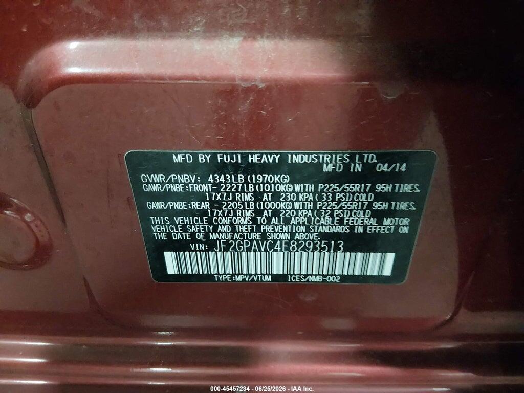 JF2GPAVC4E8293513 2014 SUBARU XV CROSSTREK photo no. 9