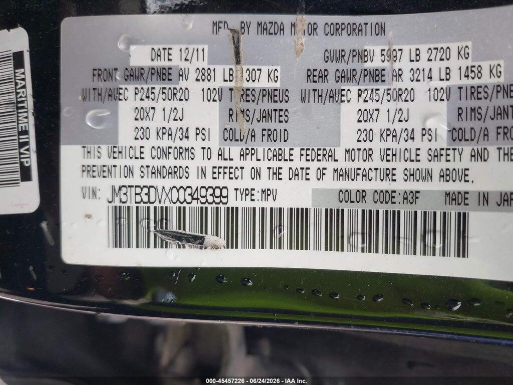 JM3TB3DVXC0349399 2012 MAZDA CX-9 photo no. 9
