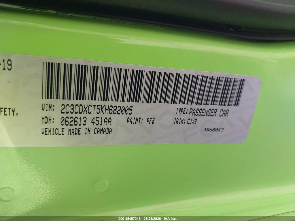 2C3CDXCT5KH682005 2019 DODGE CHARGER photo no. 9